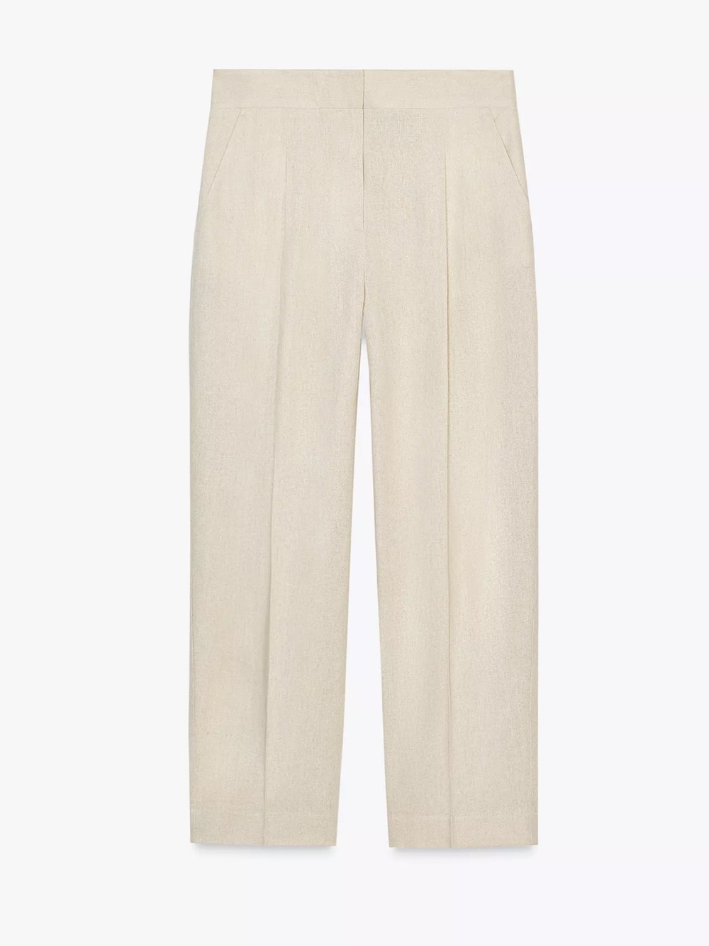 🥥▫️ Zara Cream Linen Straight Leg Tailored Trousers Pants Light Beige▫️🥥